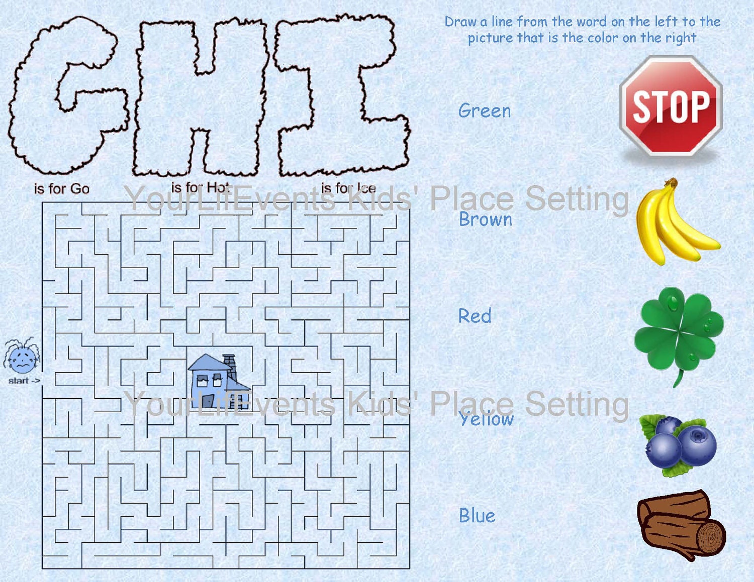 Kids' Printable Disposable Placemats / Instant Download Printable ...