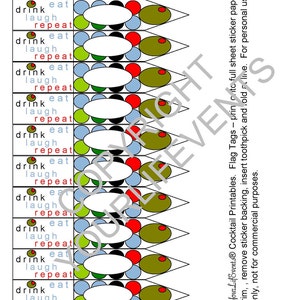 Cocktail Party PRINTABLES Olive Themed Instant Download DIY Printable Olive Themed Cocktail Party Collection image 5