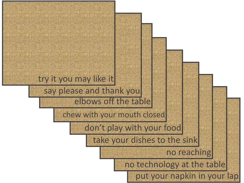 Mind Your Manners Placemats / Printable Disposable Placemats / Instant Download Party Graphics DIY Printable Placemats image 2