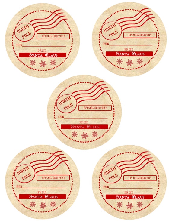 Vintage Christmas Tags / Instant Download / Santa Claus North Pole Vintage Looking Gift Tags Il_570xn