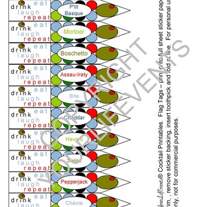 Cocktail Party PRINTABLES Olive Themed Instant Download DIY Printable Olive Themed Cocktail Party Collection image 4