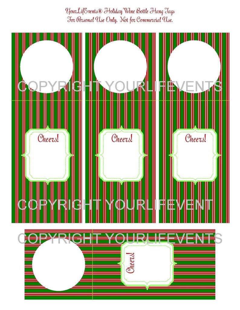Holiday Christmas Wine Bottle Hang Tags / Instant Download Holiday ...