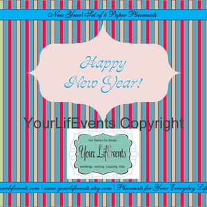 New Year&#39;s Placemats / Printable Disposable Placemats / Instant Download Party Graphics DIY Printable Placemats