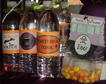 DIY PRINTABLE Halloween Water or Soda Bottle Wrappers - Instant Download