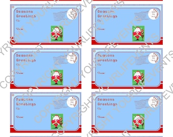 Santa Holiday Christmas Gift Tags / Instant Download Red & Aqua Holiday Printable Gift Tags