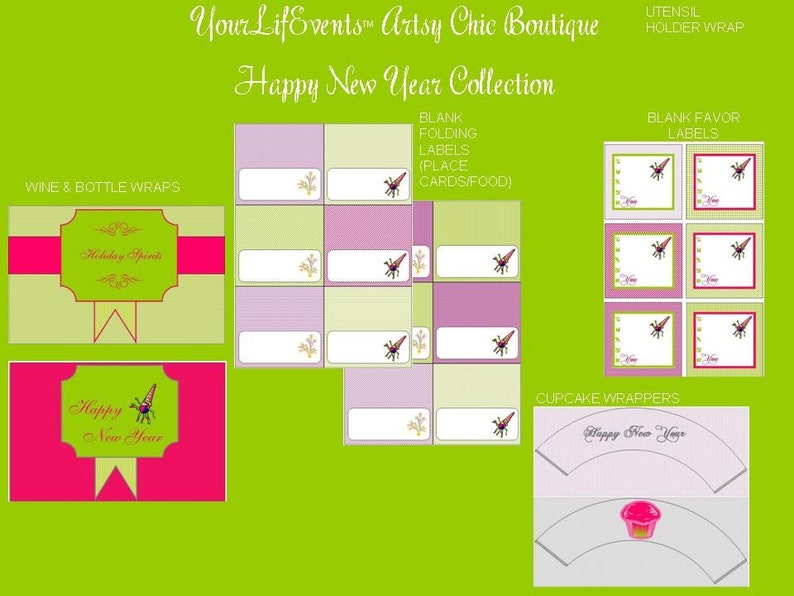 Happy New Year DIY Printable Design Collection Instant Download - Etsy