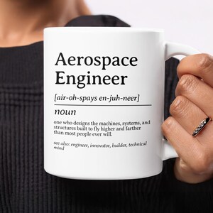 Regalo para ingenieros aeroespaciales, taza para ingenieros aeroespaciales, taza con definición para ingenieros, regalo de graduación STEM, taza de café para mentes técnicas