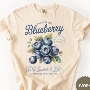 Vintage Blueberry Comfort Colors® T-shirt, T-shirt met verse bessen van de boerderij, Retro T-shirt met fruitprint van de boerenmarkt