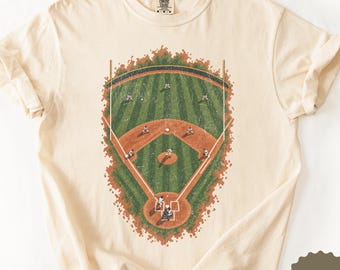 Vintage Baseball Field Comfort Colors® T-Shirt, Retro Baseball Game Shirt, Ballpark Sports Tee for Baseball Fans