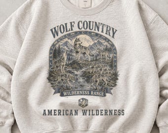 Wolf Pack Sweatshirt & Hoodie, Vintage Grijze Wolven Wildernis Pullover, Retro Bergdieren Crewneck