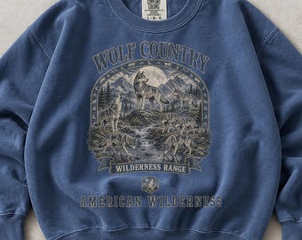 Sudadera y sudadera con capucha Wolf Pack, jersey vintage de lobos grises en plena naturaleza, sudadera con capucha retro de montaña y fauna salvaje