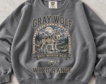 Sudadera y sudadera con capucha de lobo gris, jersey de lobo salvaje vintage, sudadera con capucha de montaña retro