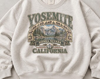 Yosemite National Park Sweatshirt & Hoodie, Vintage California Mountain Pullover, Retro Sierra Nevada Wildlife Crewneck