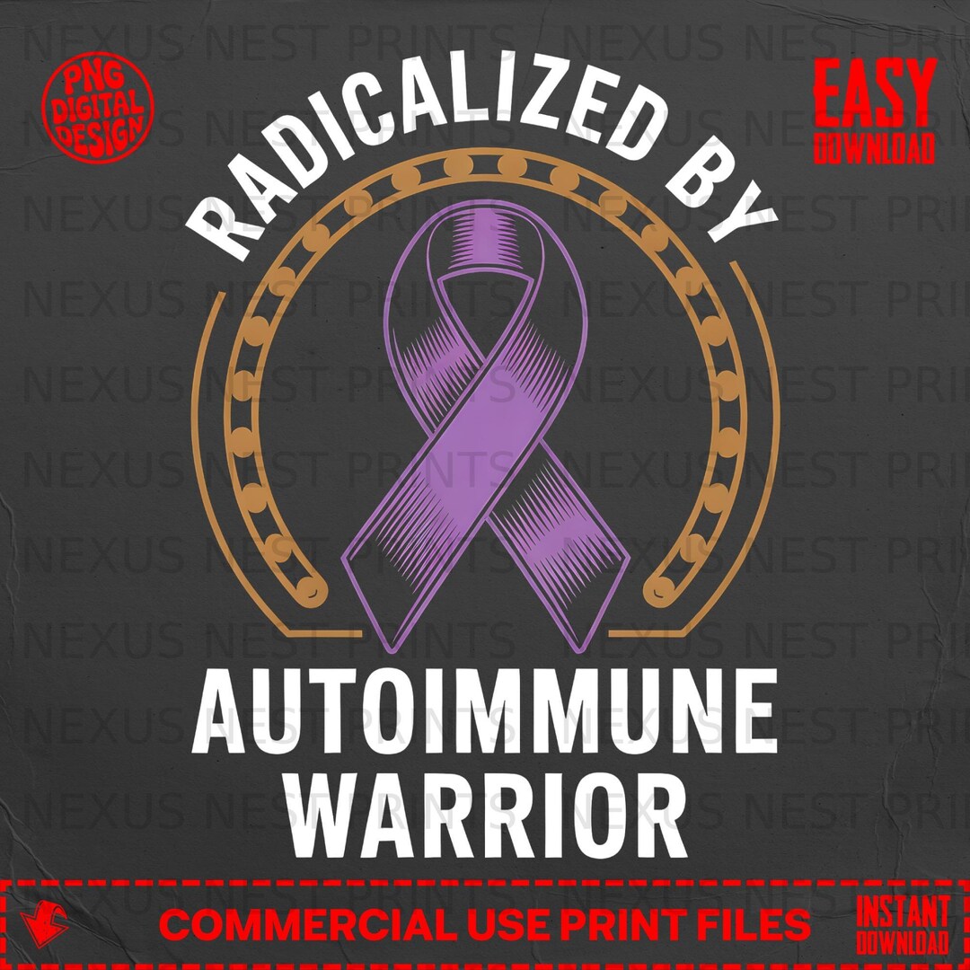 Autoimmune Support Ribbon Autoimmune Warrior Radicalized by Digital Design, Purple Ribbon ...