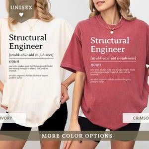 Unisex "Structural Engineer" t-shirt in ivory and crimson.