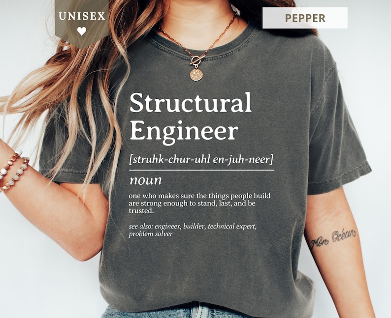 Dark gray unisex t-shirt with "Structural Engineer" definition.