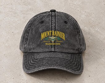 Mount Rainier Hat, Vintage Washington National Park Outdoors Trucker Cap, Retro PNW Hiking Baseball Hat, Nature Lover Traveler Souvenir