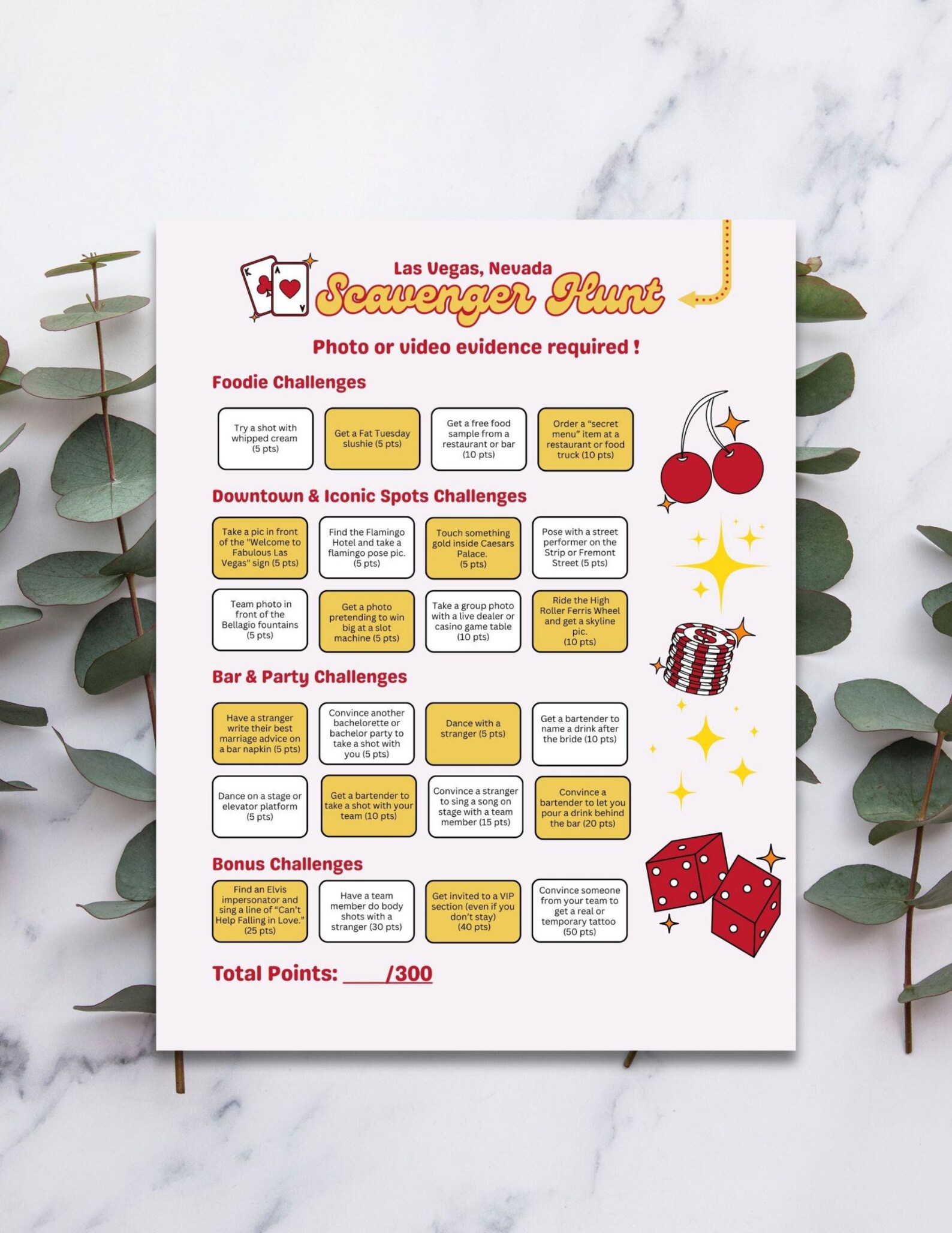 Las Vegas Bachelorette Scavenger Hunt, Digital Download Party Game - Etsy