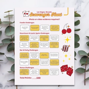 Las Vegas Bachelorette Scavenger Hunt, Digital Download Party Game