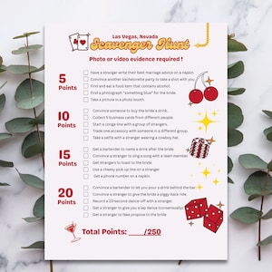 Las Vegas Bachelorette Scavenger Hunt, Last Fling, Digital Download Party Game