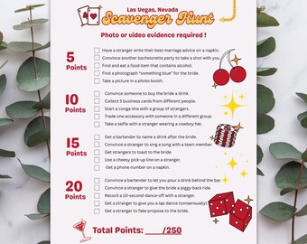 Las Vegas Bachelorette Scavenger Hunt, Digital Download Party Game - Etsy