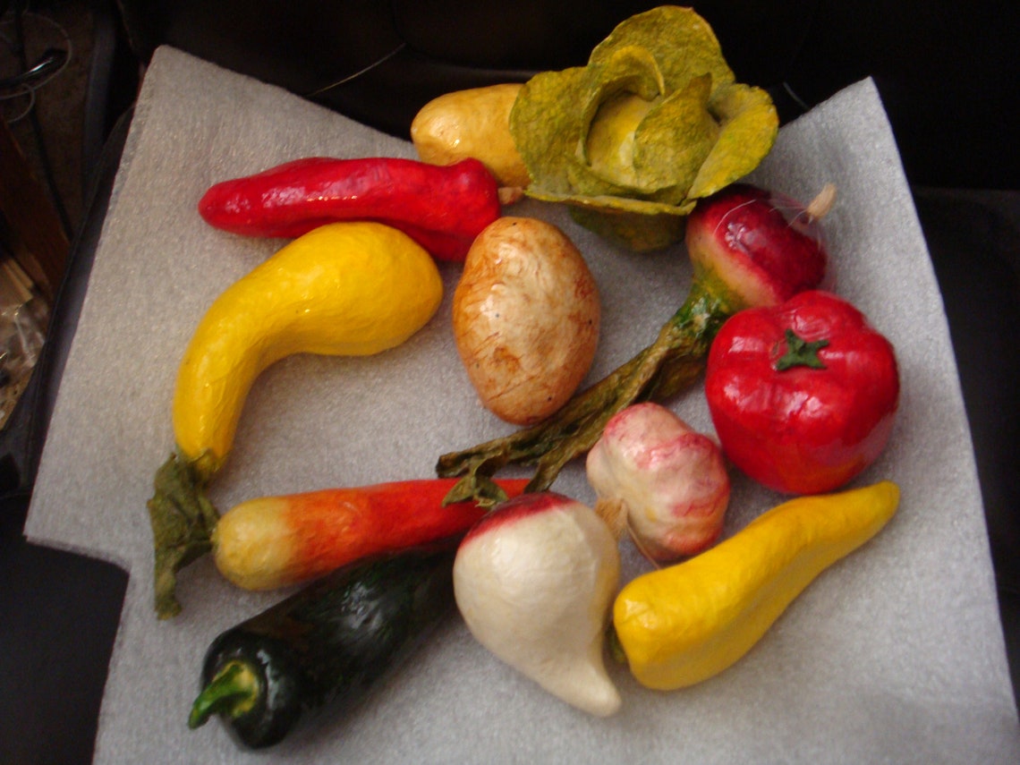 Paper Mache Fruit Vegetable Oversize Mexico Variety Artificial Etsy