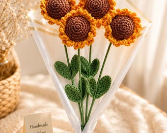 Hand-Crocheted Sunflower Bouquet | Forever Flowers, Home Decor