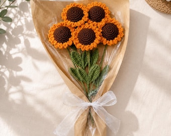 Hand-Crocheted Sunflower Bouquet | Forever Flowers, Home Decor