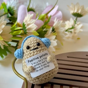 Crochet Positive Potato Plushie , Positive Gift for Friends or Coworkers, Encouragement Plush Toy