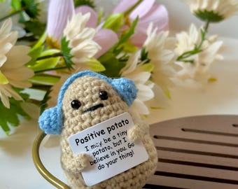 Crochet Positive Potato Plushie , Positive Gift for Friends or Coworkers, Encouragement Plush Toy