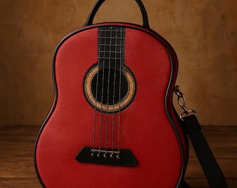 Red Guitar Purse, Music Lover Handbag