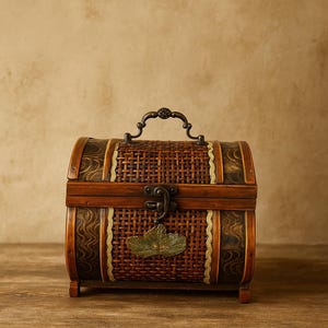 Antique Wooden Jewelry Box, Special Design Vintage Wooden Box, Handcrafted Treasure Chest, Quality Decorative Storage Box, Antique Gift