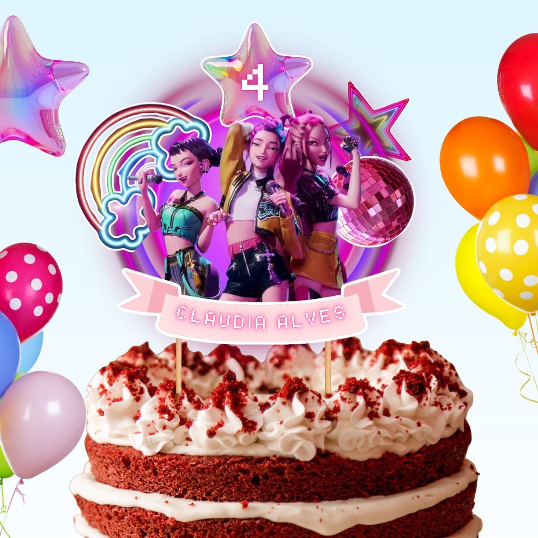 Addobbi Per Feste Di Compleanno Kit Decorazioni Compleanno - Palloncini, Topper Per Torta, Striscione Buon Compleanno, Per Feste A Tema K Pop Demon Hunters Compleanno