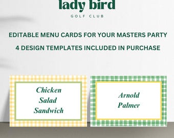 Masters Golf Party Place Cards | Editable Canva Templates (Digital Download)