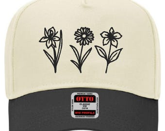Kundenspezifische Geburts-Monat-Blumen gestickter Hut