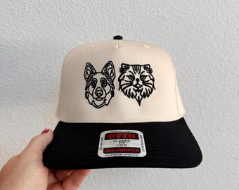Sombrero personalizado bordado con perro y gato