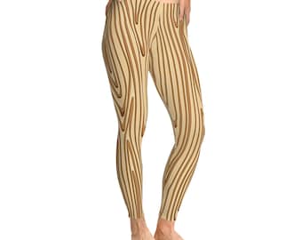 Leggings con stampa effetto legno: pantaloni da yoga naturali, abbigliamento sportivo ispirato alla natura
