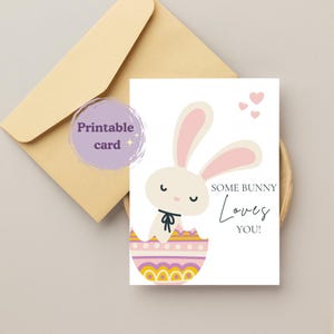 Bunny Easter Card, Some Bunny Loves You, Printable Card