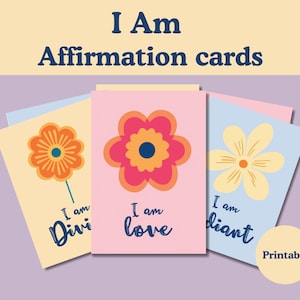 I Am Affirmation Oracle Cards, 33 Printable Cards for Self-Love, Daily Reminders & Empowerment, Digital Download