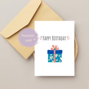 Cute Printable Happy Birthday Card, Birthday Digital Card, 5x7 & A6
