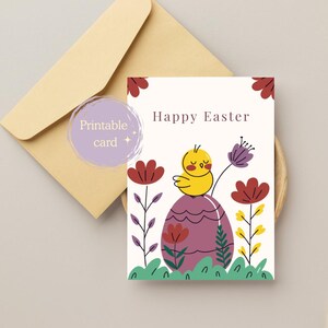 Happy Easter Card Printable, Cute and Colorful Design, Instant Download