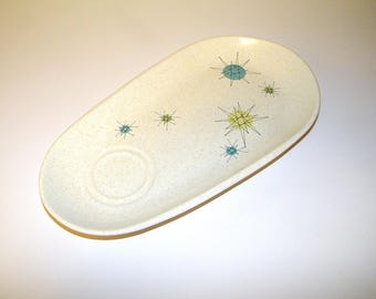 Flawed Rare Franciscan Starburst Snack Paddle Plate Serving Platter 1950s 1960s Mid Century Modern 50s 60s Decor Atomic Star Burst Retro