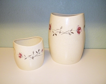 Set of 2 Franciscan Duet Canister Jar Base Mid Century Kitchen 50s 60s Decor Atomic Retro Dinnerware Shabby Chic Utensil Rose Starburst Jars