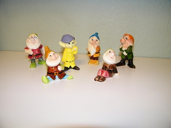50s 60s Ceramic Hand Painted Seven Dwarfs Walt Disney Productions