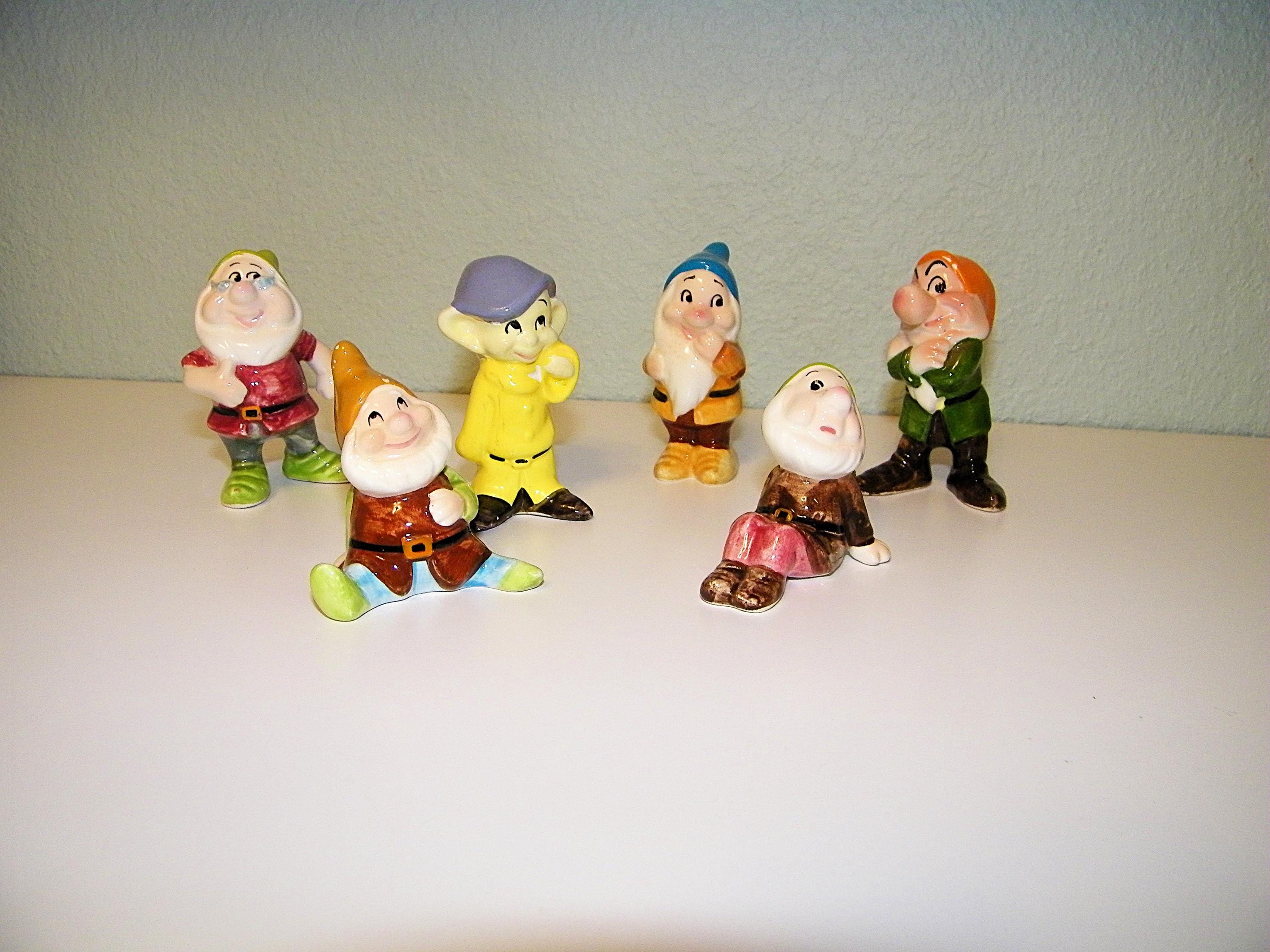 50s 60s Ceramic Hand Painted Seven Dwarfs Walt Disney Productions