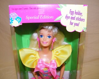 Vintage NRFB Mint NOS Easter Party Barbie Retro Barbies 90s 1990s Doll Collectible Special Edition Dolls Spring Bunny Basket Target Walmart