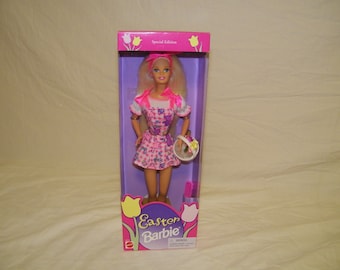 Vintage NRFB Mint NOS Special Edition Easter Barbie Collector Spring Bunny Rabbit Doll Barbies 90s 1990s Dolls Collectible Target Walmart