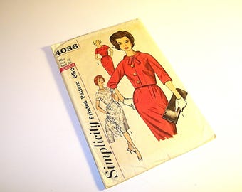 Vintage Simplicity Sewing Pattern #4036 Fancy Jacket Dress Mod Retro Fashion 1950s 1960s 1940s 50s 60s 40s Vogue McCalls Butterick Patterns