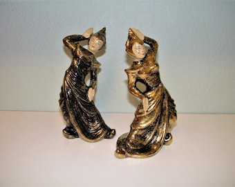 Mid Century 50s 60s Gilner Thai Asian Figurines Mid Mod Decor Bali Balinese Dancer Dancers Figurine Set 1950s 1960s Retro Kitsch Home Decor