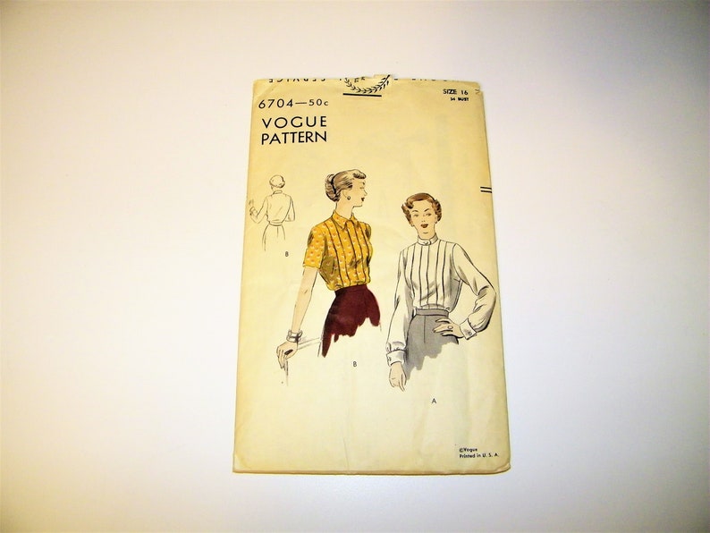 Vintage Sewing Patterns Pattern Vogue Simplicity McCalls Mod Flower Power Circle Skirt Blouse Retro Fashion 1940s 1950s 1960s 40s 50s 60s Vogue #6704